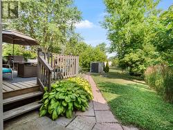 raised rear yard deck -