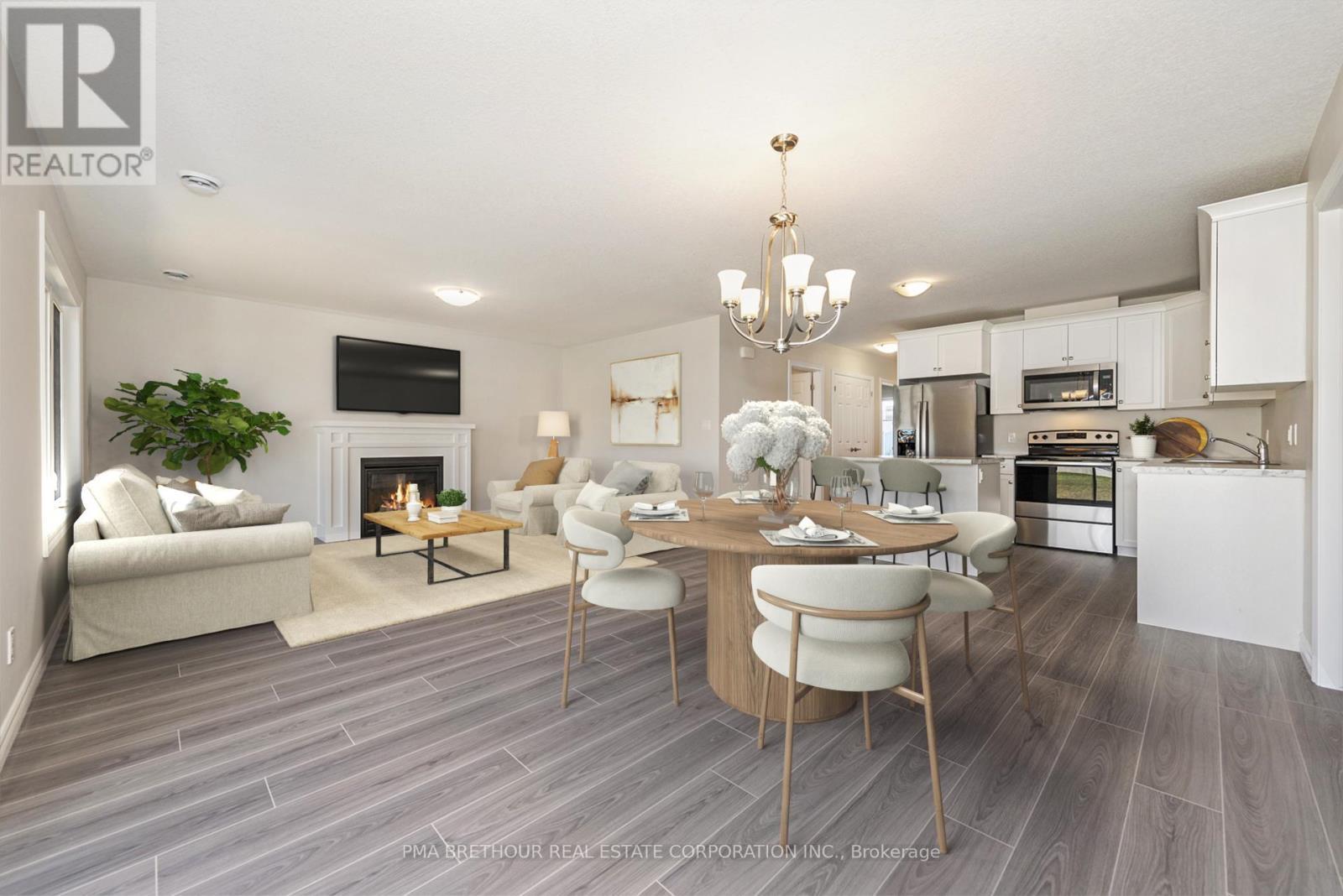 VIRTUALLY STAGED - 8 Sweet Water Drive, Ashfield-Colborne-Wawanosh, ON - Indoor With Fireplace