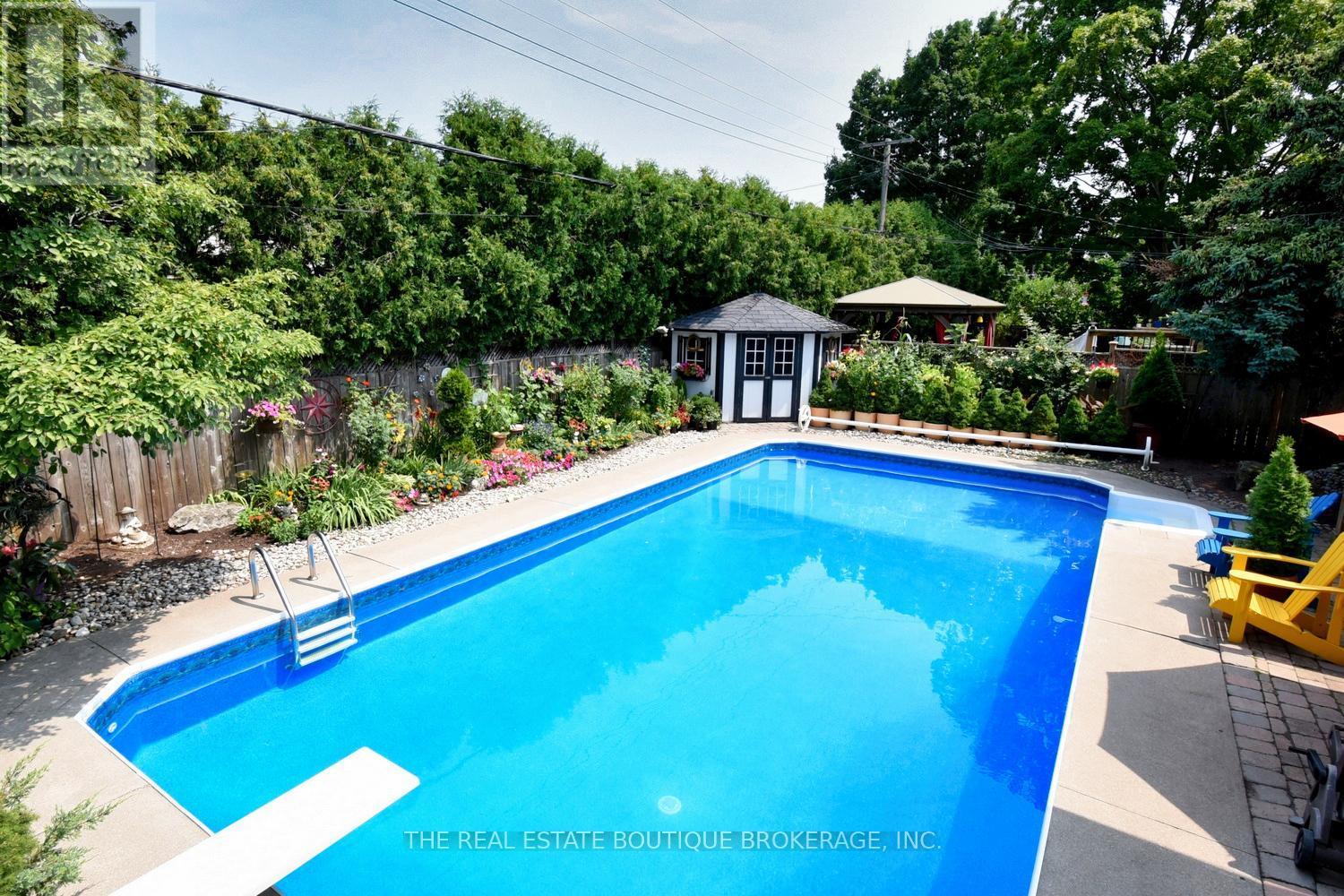 Backyard Oasis featuring gorgeous gardens - 4131 Lorraine Crescent, Burlington, ON - Outdoor With In Ground Pool With Deck Patio Veranda With Backyard