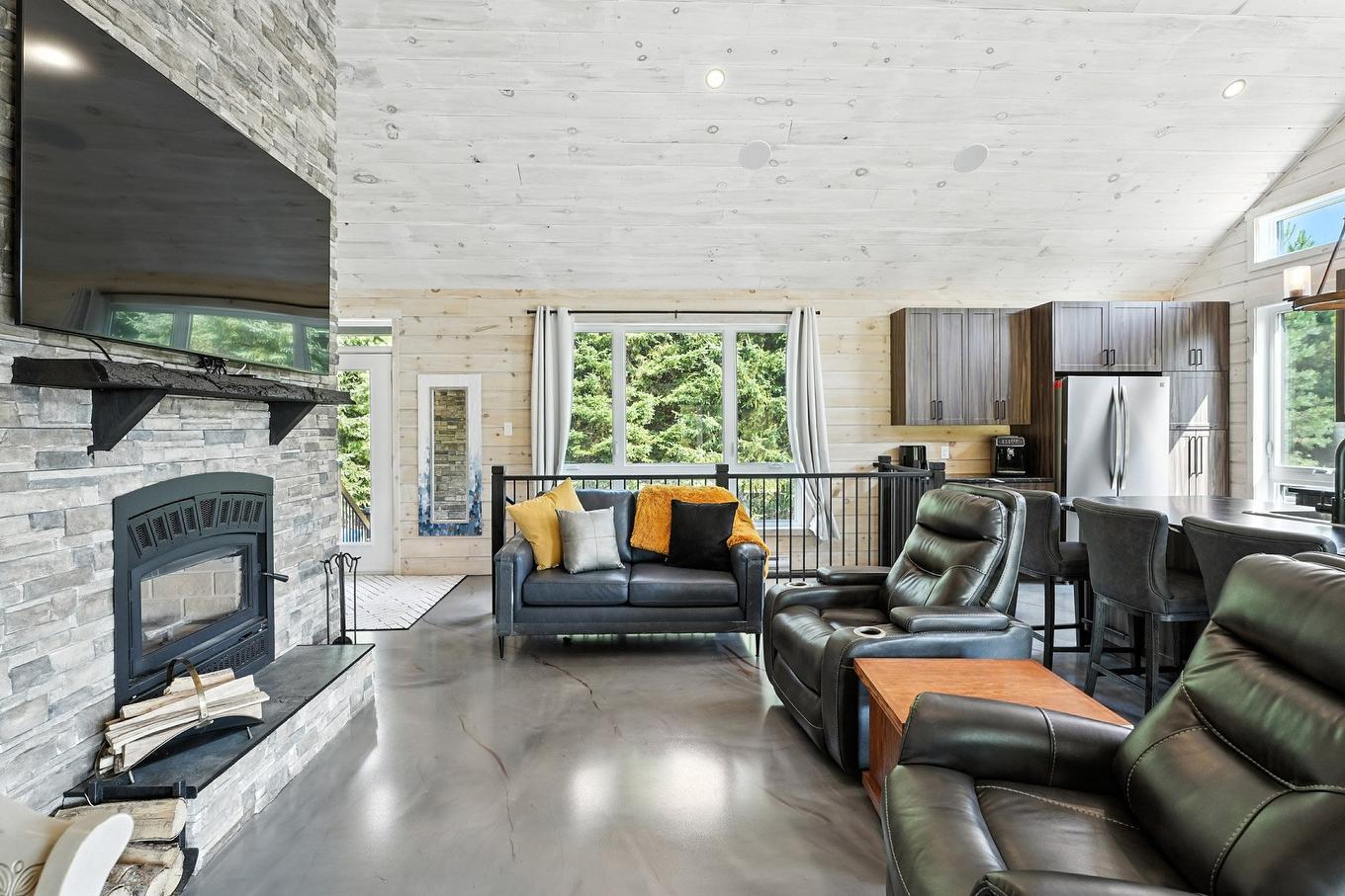 Living room - 13 Ch. De La Paix, Bowman, QC - Indoor Photo Showing Living Room With Fireplace