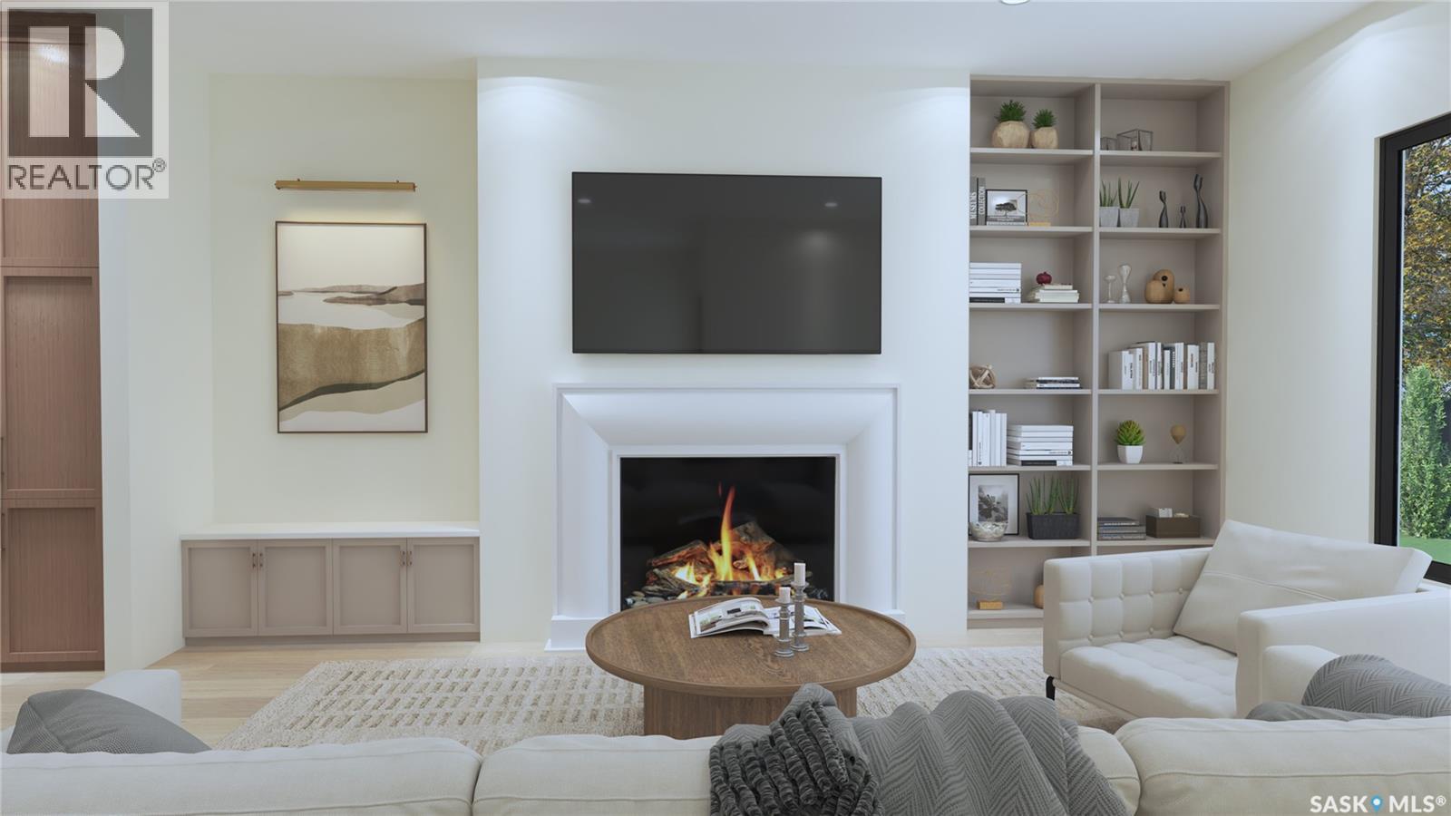 709 Lansdowne Avenue, Saskatoon, SK - Indoor Photo Showing Living Room With Fireplace