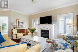 Cozy gas fireplace in living room -