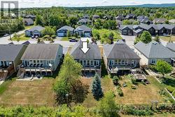Aerial view of landscaped back yard -
