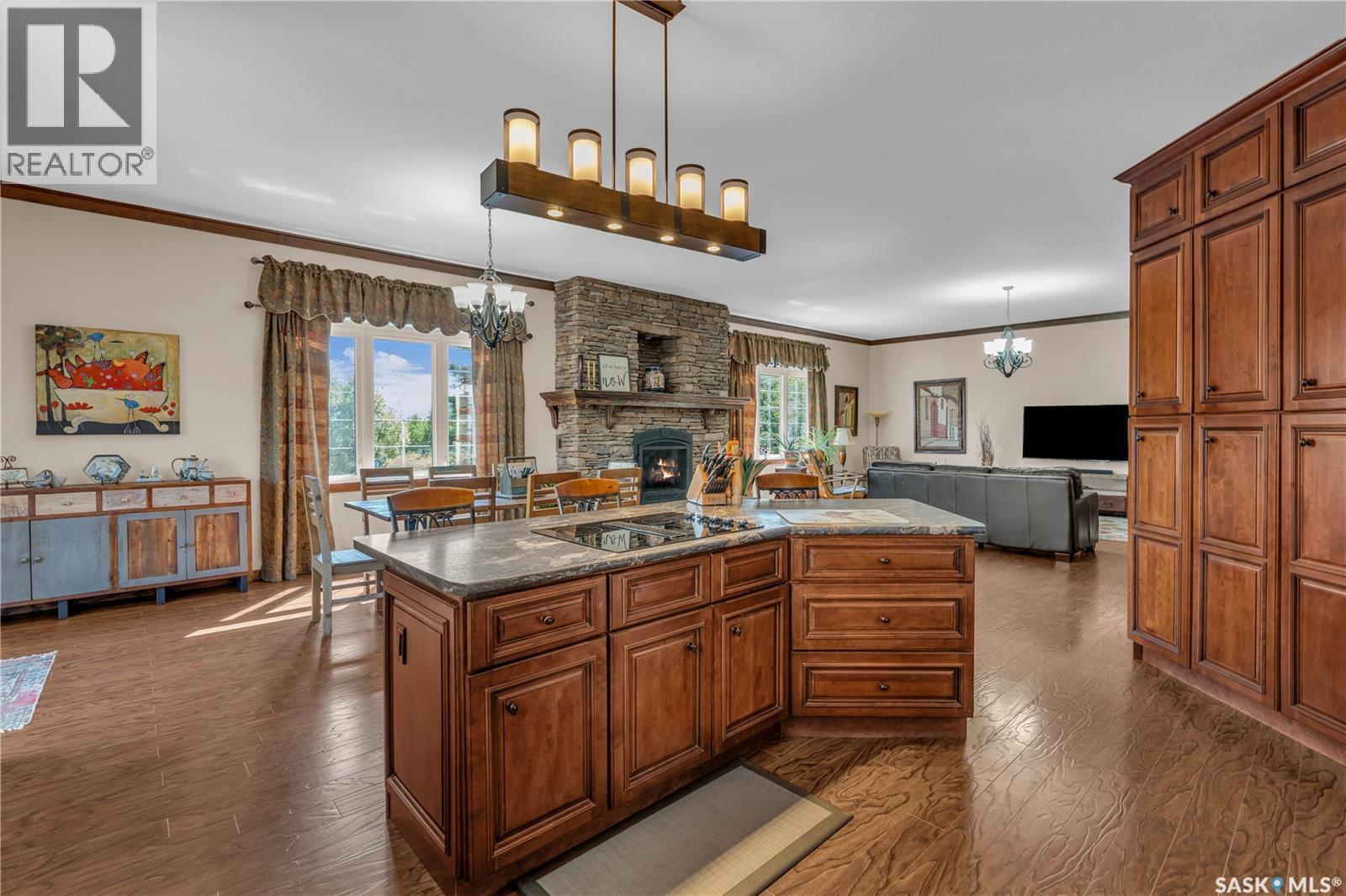 Barndominium At Turtle River, Turtle River Rm No. 469, SK - Indoor Photo Showing Kitchen With Fireplace With Double Sink
