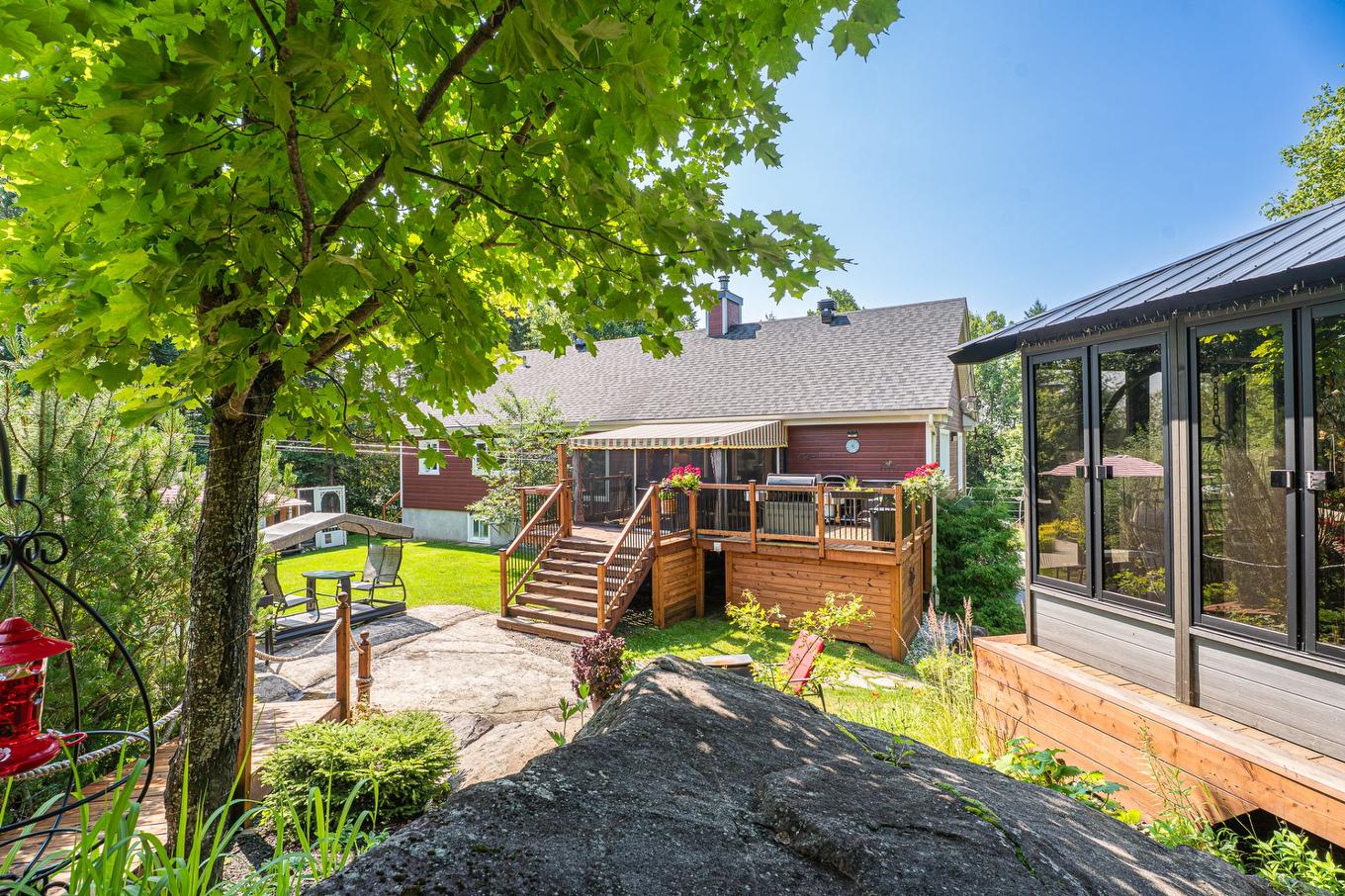 Backyard - 1566 Rue Monette, Val-David, QC - Outdoor With Deck Patio Veranda With Exterior