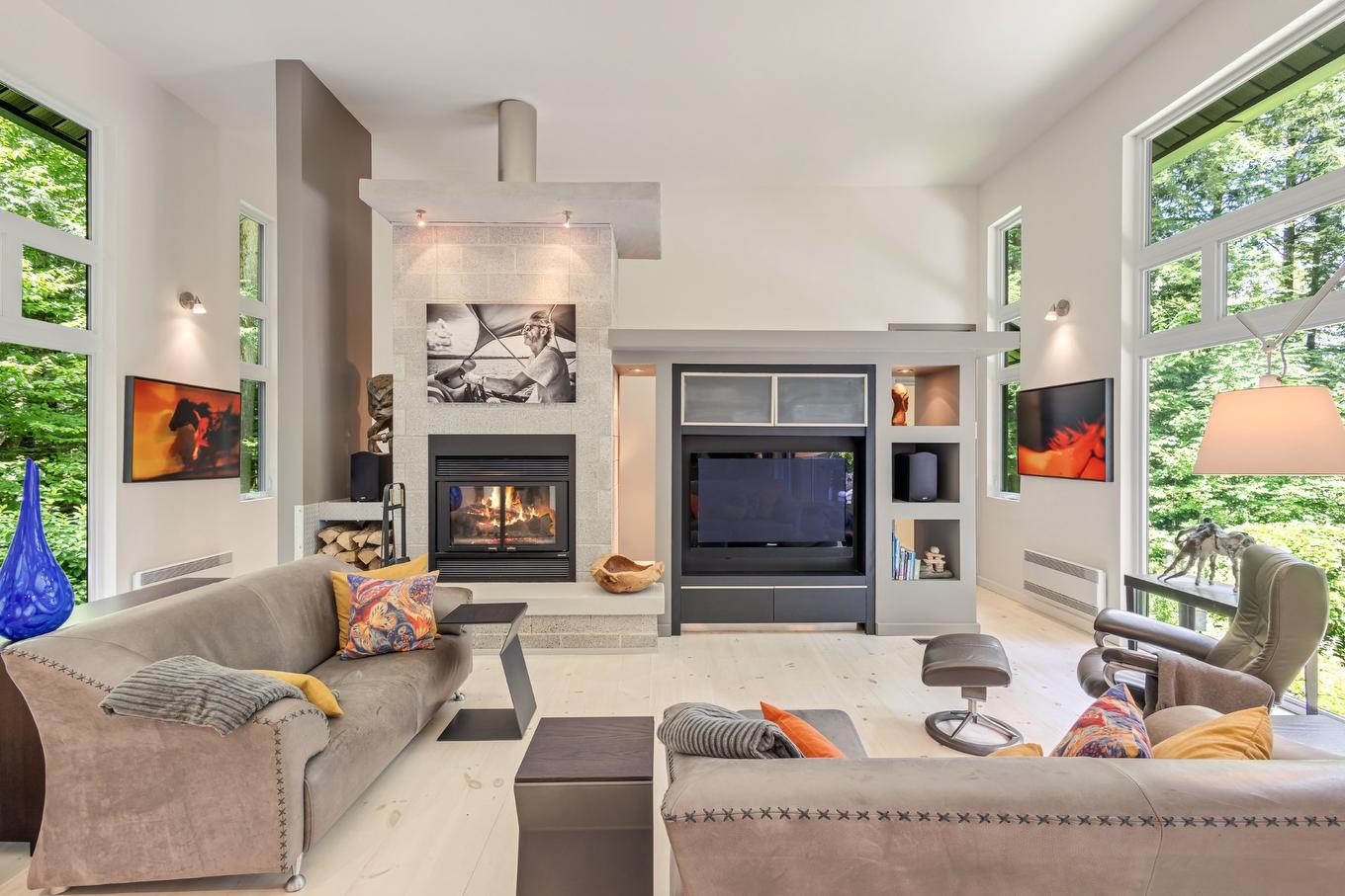 Salon - 251 Ch. De Bondville, Lac-Brome, QC - Indoor Photo Showing Living Room With Fireplace