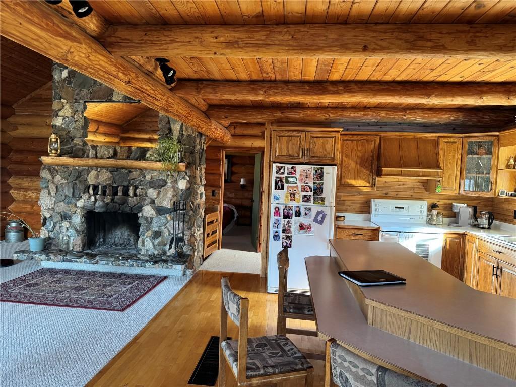 1135 Clearview Drive, Kamloops, BC - Indoor Photo Showing Kitchen With Fireplace
