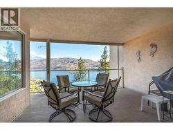 Covered deck with spectacular views of Okanagan Lake -