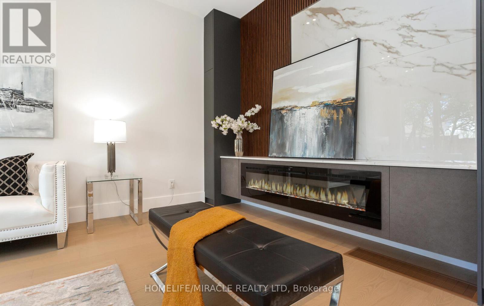 55 Adanac Drive, Toronto, ON - Indoor Photo Showing Living Room With Fireplace