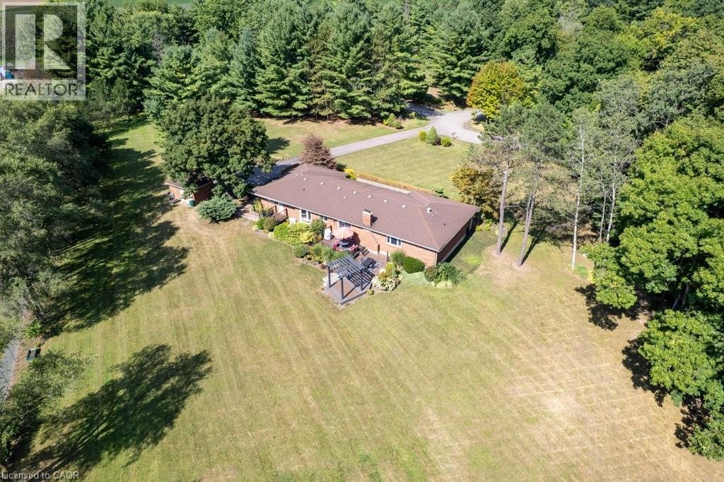 View of subject property featuring a heavily wooded area - 3 Meadowbrook Court, St. George, ON - Outdoor With View