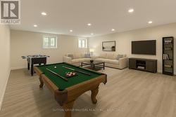 Virtually Staged Basement Rec Room -