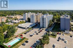 Bird's eye view of pool area and general parking -