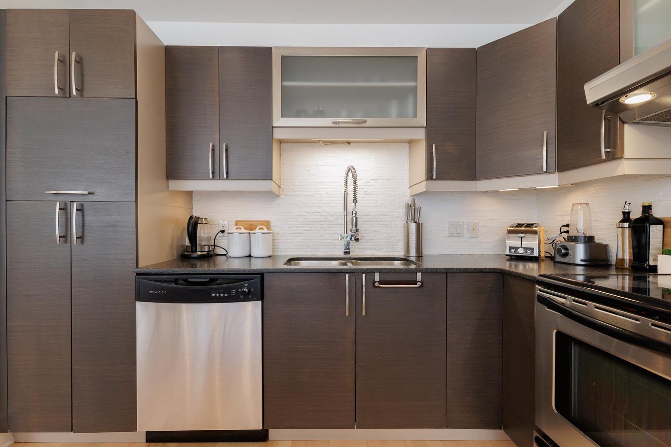 Kitchen - 203-4247 Rue Clark, Montréal (Le Plateau-Mont-Royal), QC - Indoor Photo Showing Kitchen With Double Sink With Upgraded Kitchen