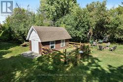 Fenced area around garden shed -