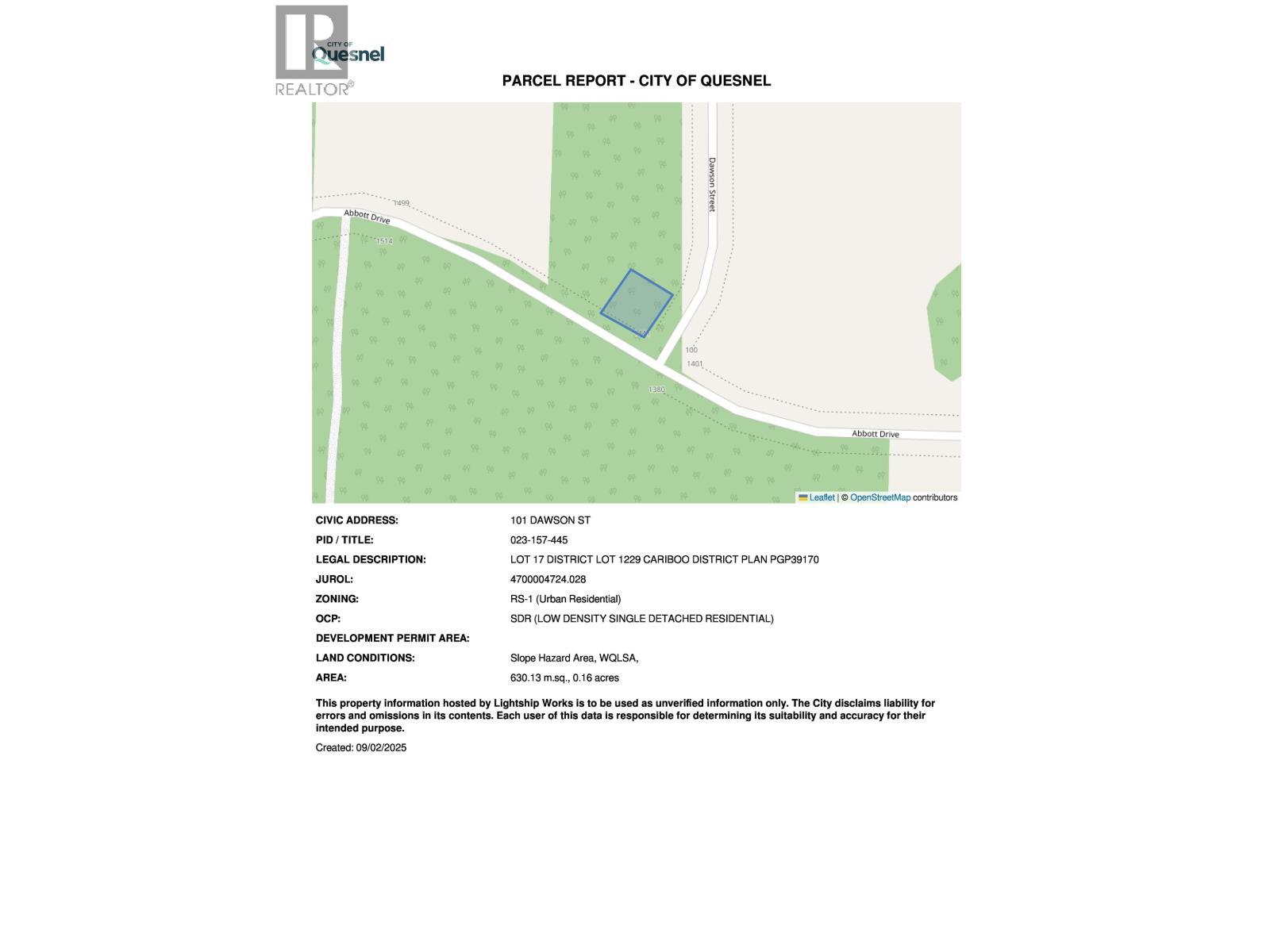 Lot 17 Dawson Street, Quesnel, BC