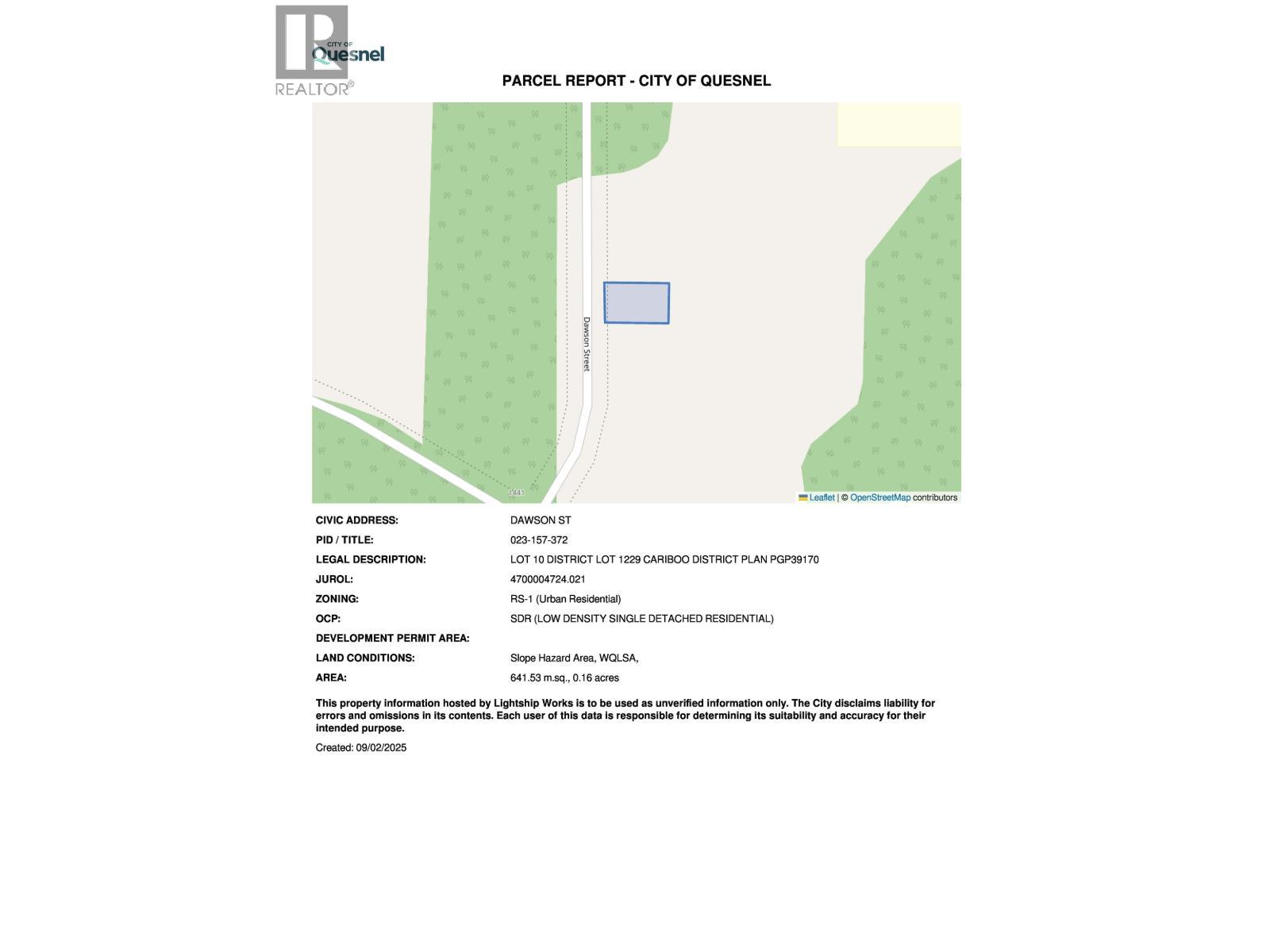 Lot 10 Dawson Street, Quesnel, BC