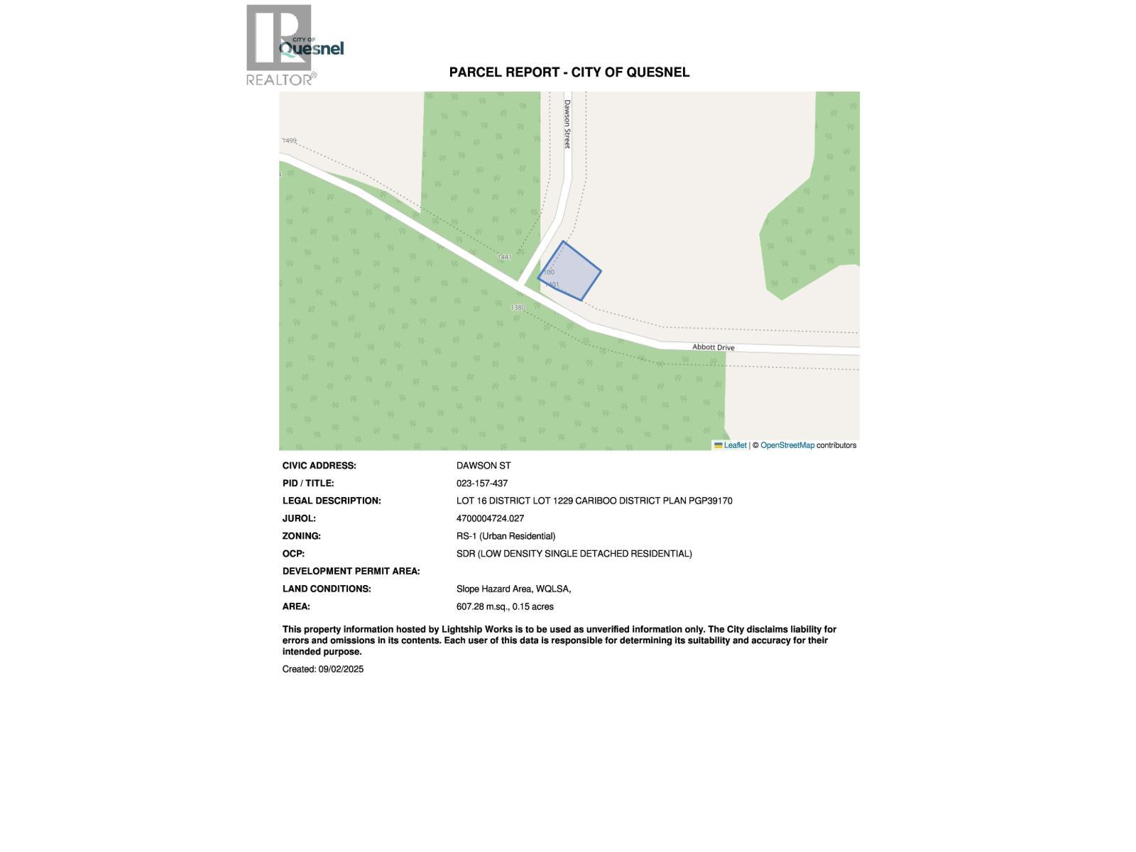 Lot 16 Dawson Street, Quesnel, BC