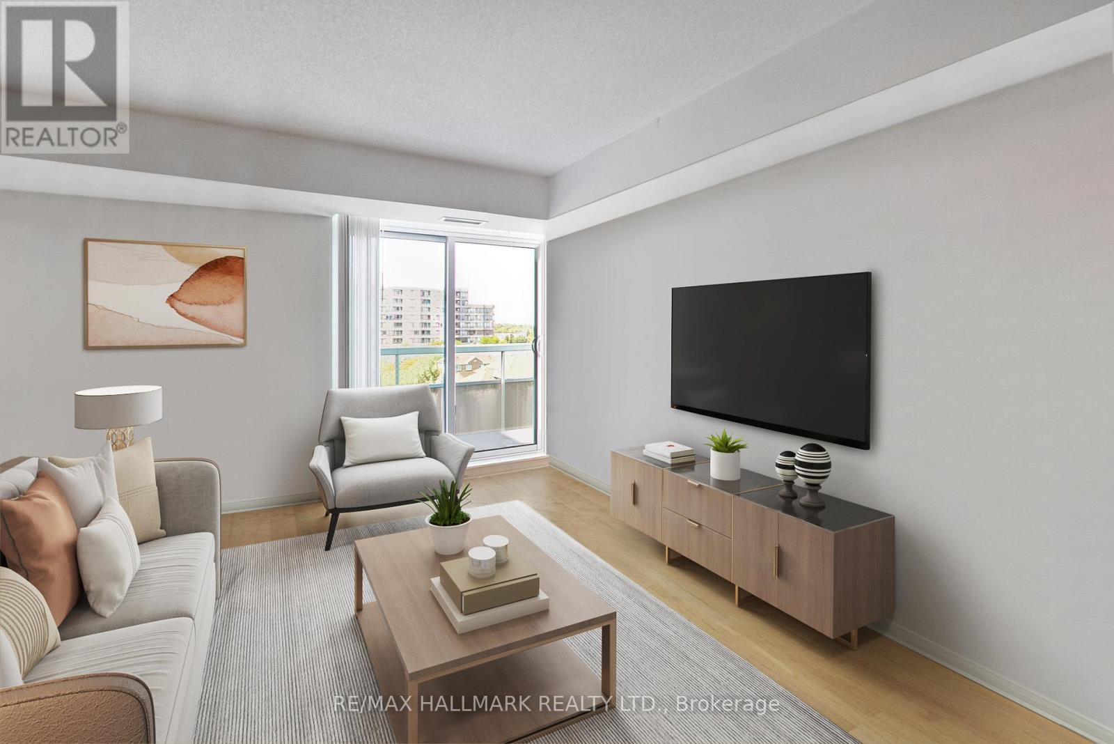 Virtually Staged - 702 - 5 Emerald Lane, Vaughan, ON - Indoor Photo Showing Living Room