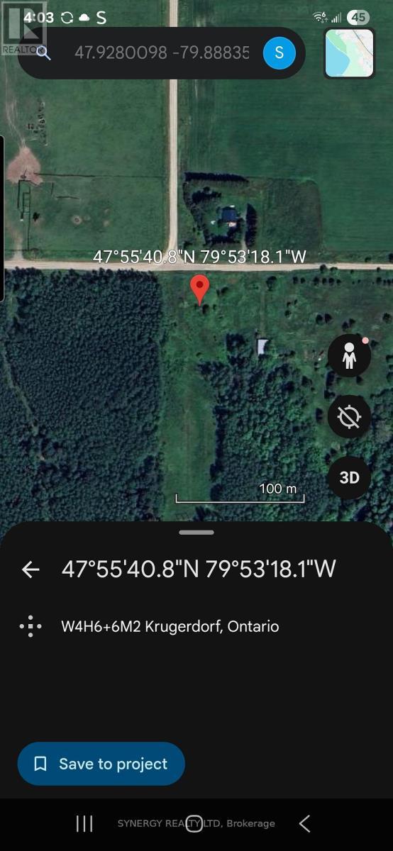 Google Earth coordinates - Con 6 N Pt Lot 12 Road, Englehart (Central Timiskaming), ON