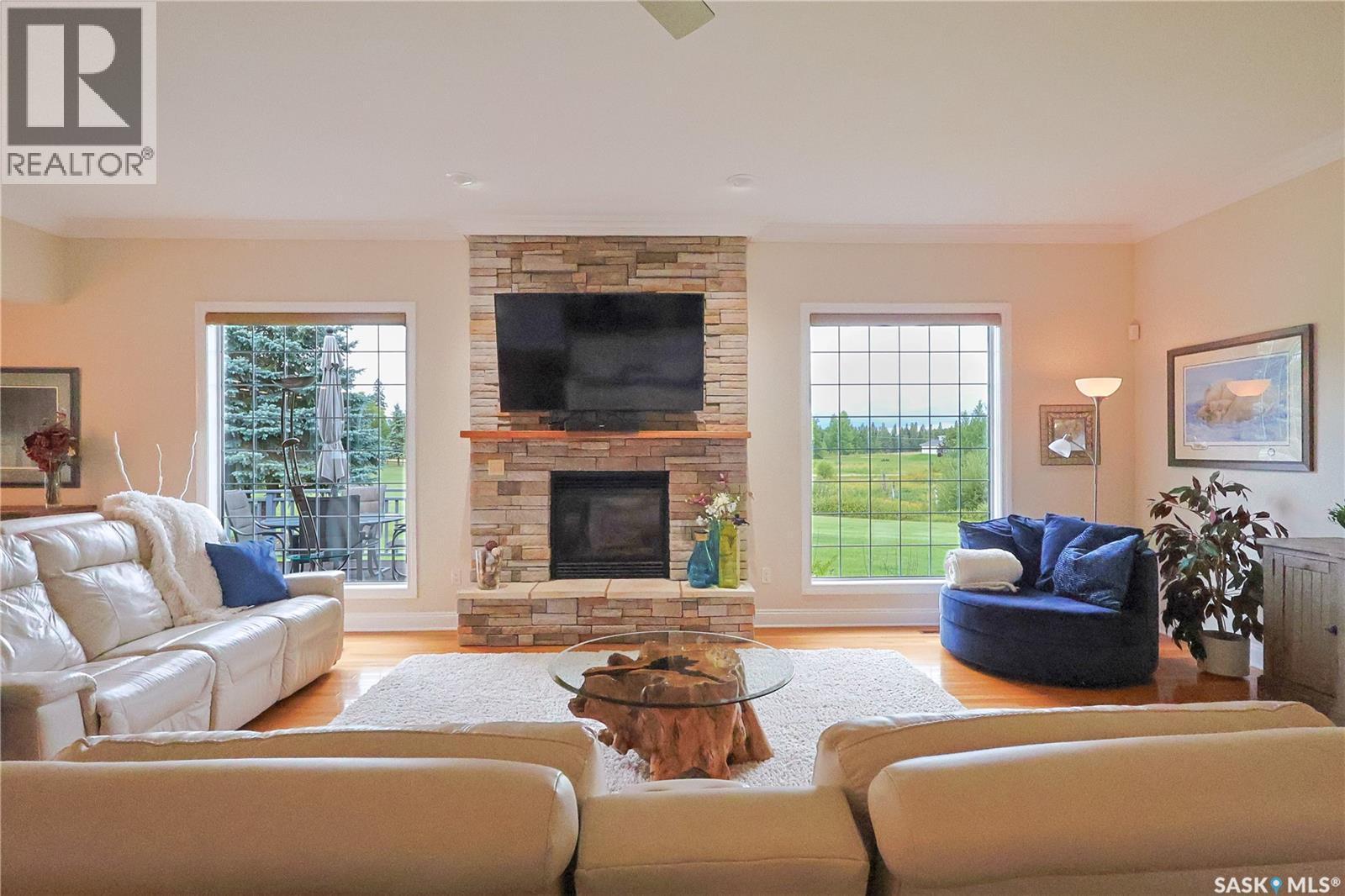 350 Ridgeway Road, Christopher Lake, SK - Indoor Photo Showing Living Room With Fireplace