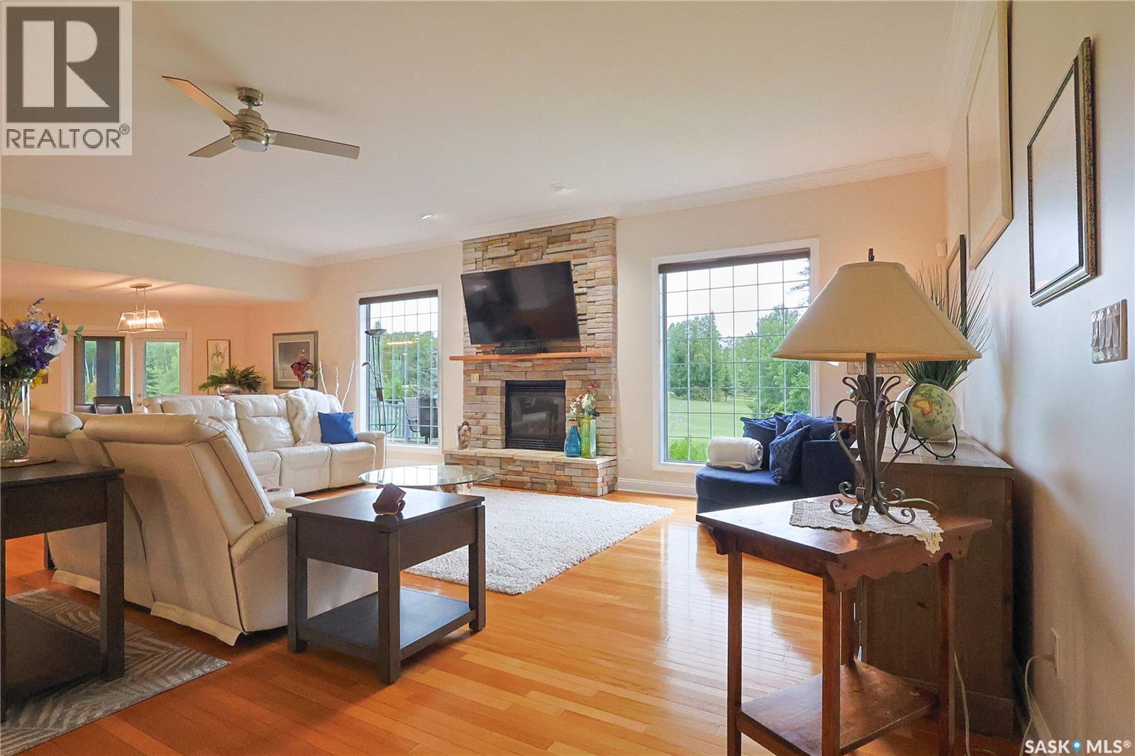 350 Ridgeway Road, Christopher Lake, SK - Indoor Photo Showing Living Room With Fireplace