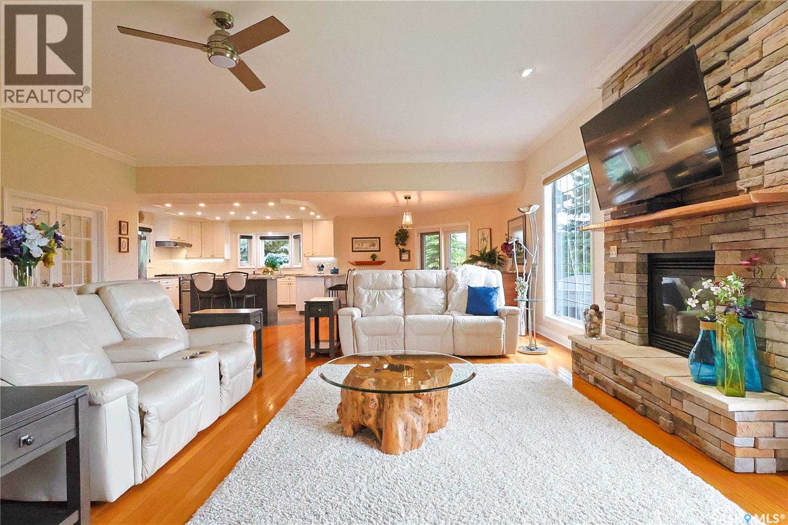 350 Ridgeway Road, Christopher Lake, SK - Indoor Photo Showing Living Room With Fireplace