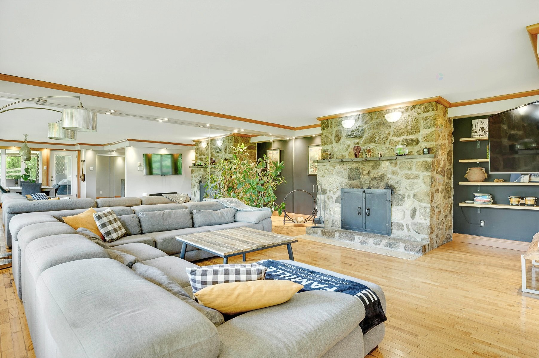Salon - 26 Rue Robert, Saint-Sauveur, QC - Indoor Photo Showing Living Room With Fireplace
