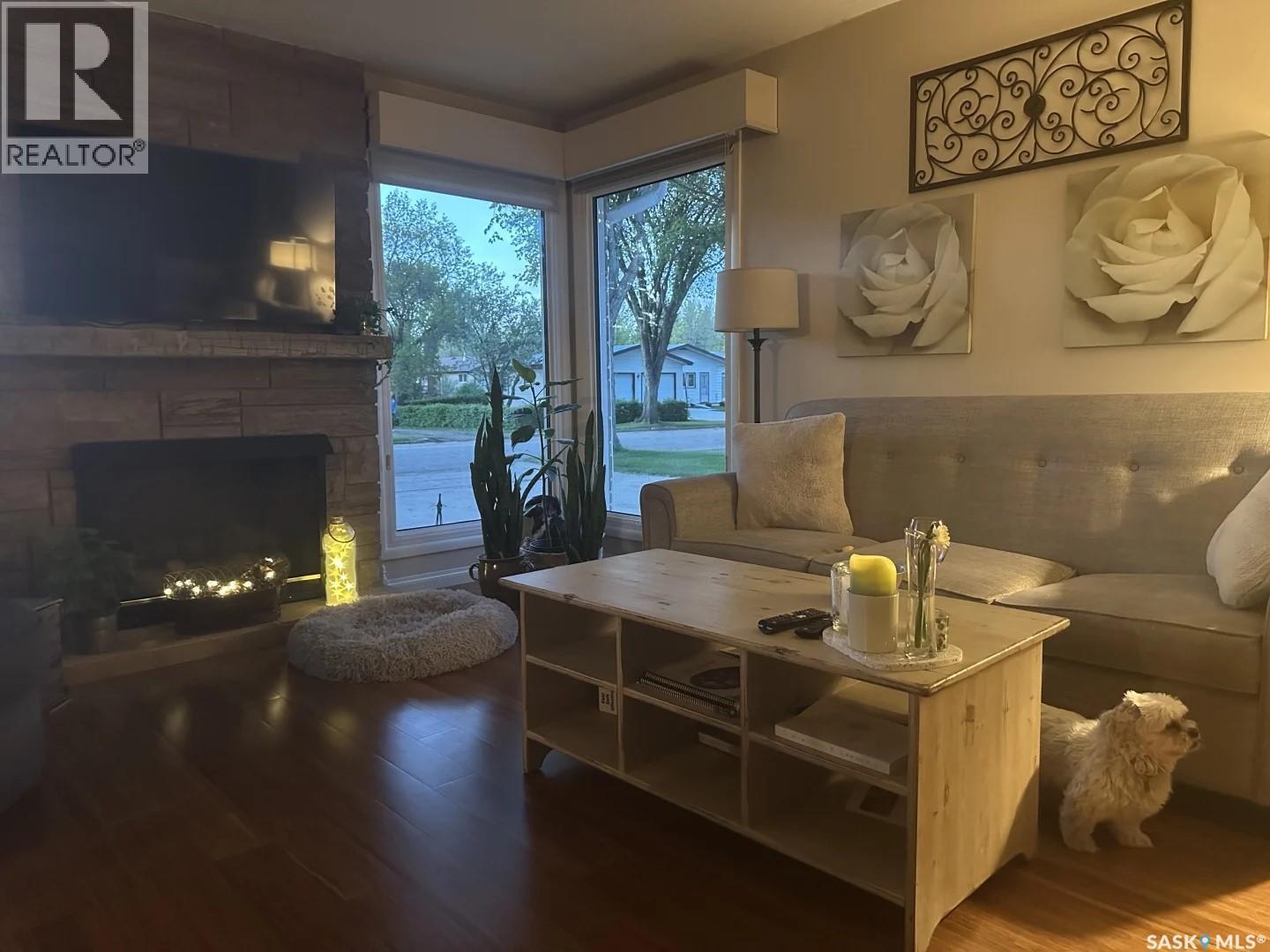 114 Garvin Crescent, Canora, SK - Indoor Photo Showing Living Room With Fireplace