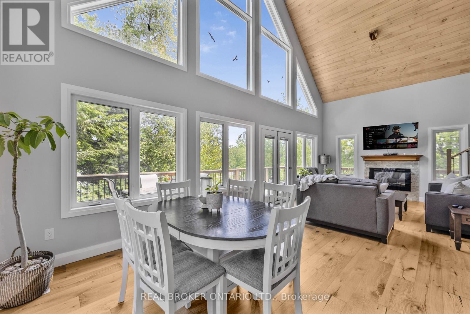 1 Mckowen Road, Mckellar, ON - Indoor Photo Showing Dining Room With Fireplace