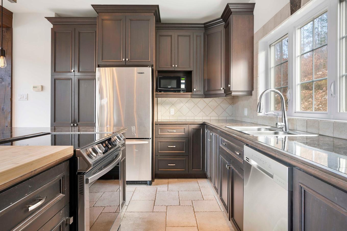 Cuisine - 132 Ch. Du Domaine-Pépin, Amherst, QC - Indoor Photo Showing Kitchen With Double Sink