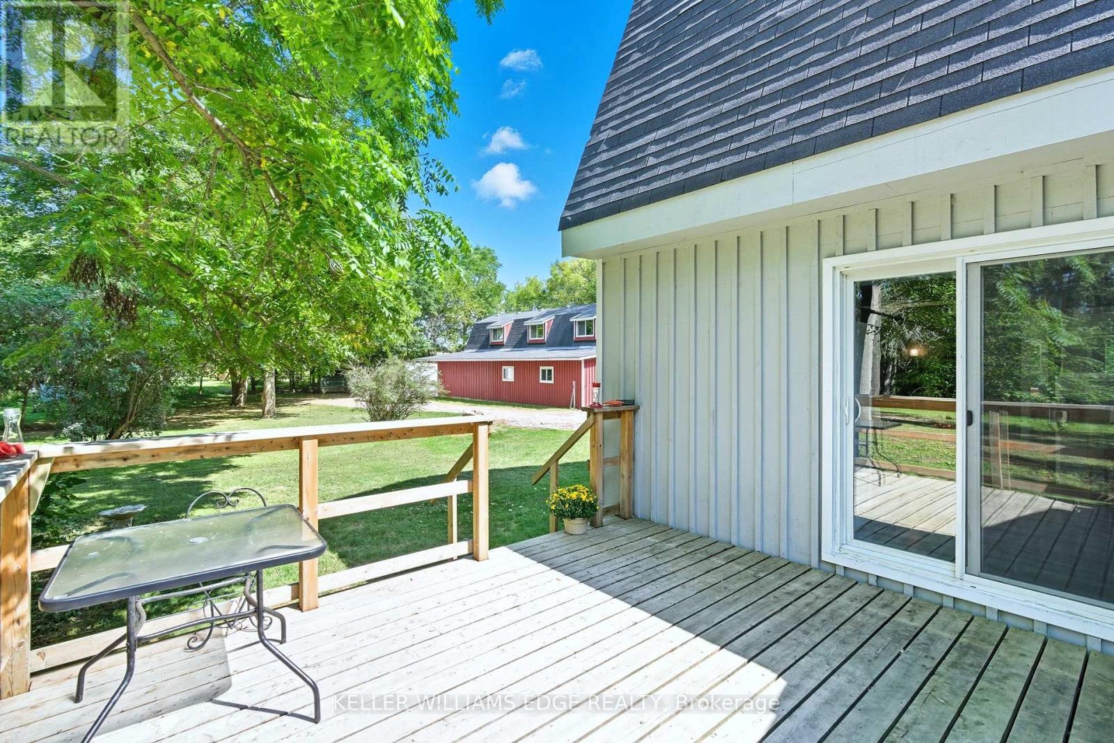 DECK WITH VIEW OF BARN - 1402 Hwy 6, Hamilton, ON - Outdoor With Deck Patio Veranda With Exterior