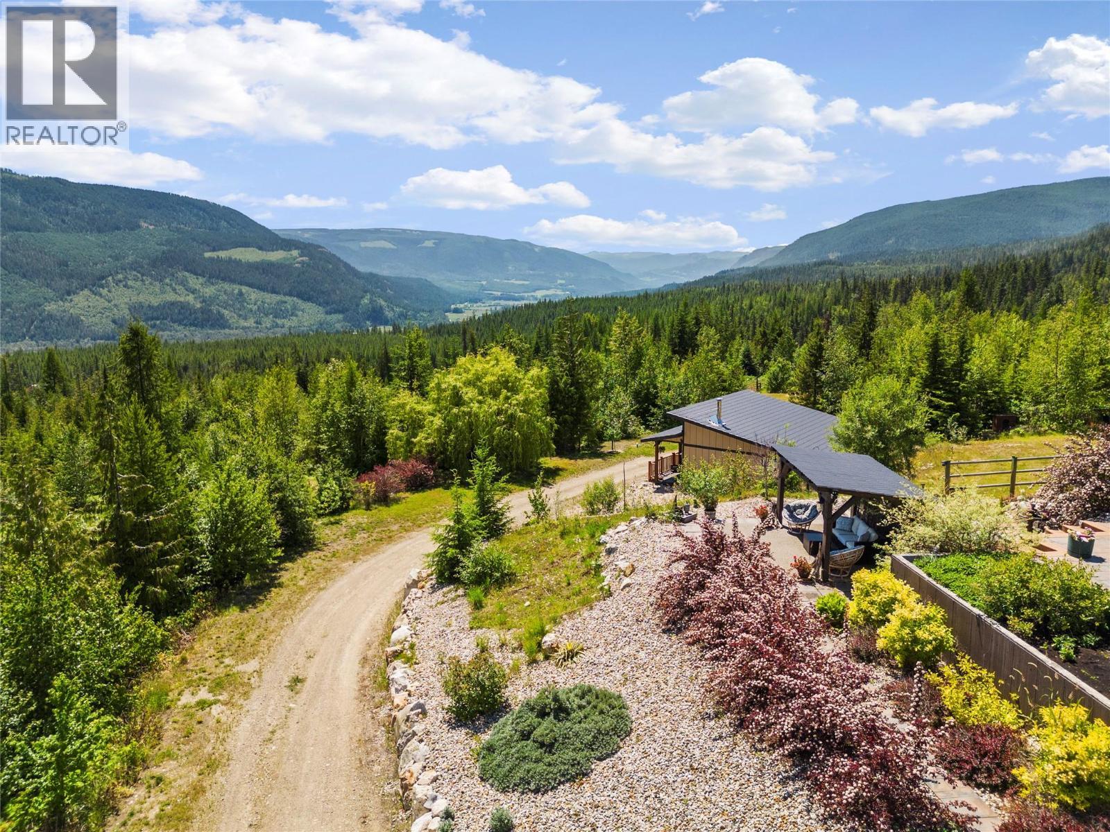 Driveway to the equestrian Cabin - 1309 Eagle Ridge Road, Lumby, BC - Outdoor With View