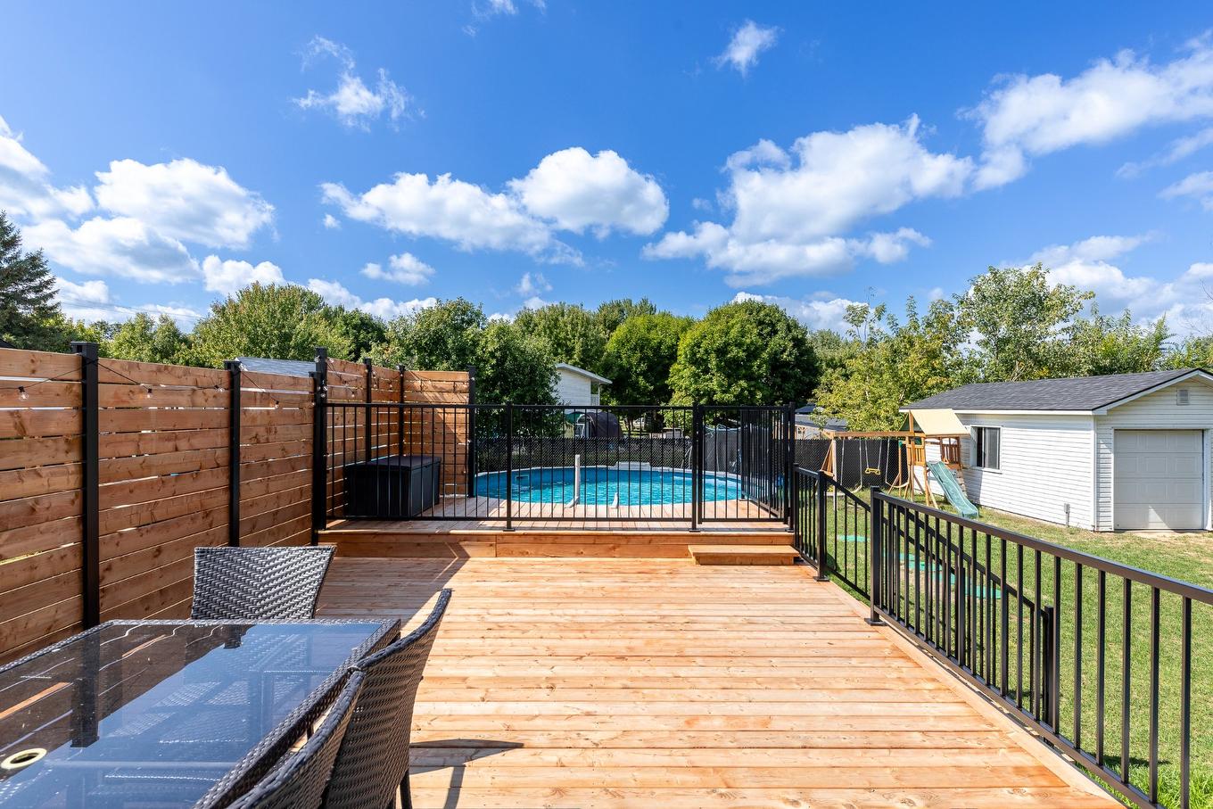 Patio - 1028 Rue Bissonnette, Saint-Blaise-Sur-Richelieu, QC - Outdoor With Above Ground Pool With Exterior