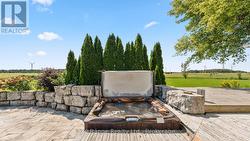 Stone patio and hot tub -