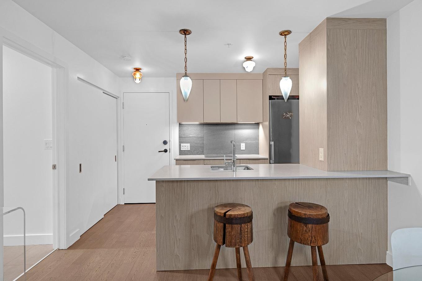 Kitchen - 218-1550 Rue Des Bassins, Montréal (Le Sud-Ouest), QC - Indoor Photo Showing Kitchen With Upgraded Kitchen
