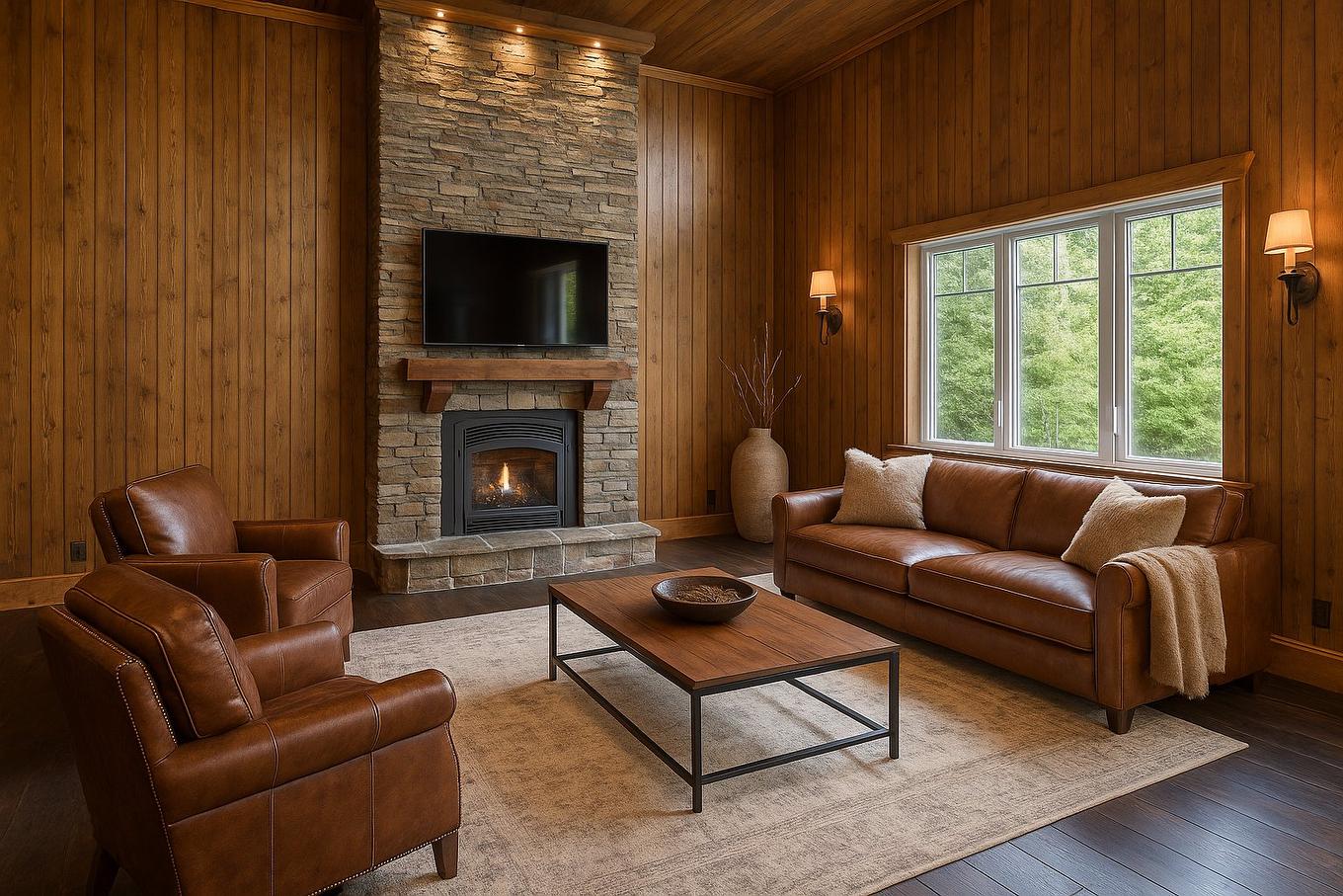 Living room - 22 Ch. Sigouin, Saint-Donat, QC - Indoor Photo Showing Living Room With Fireplace