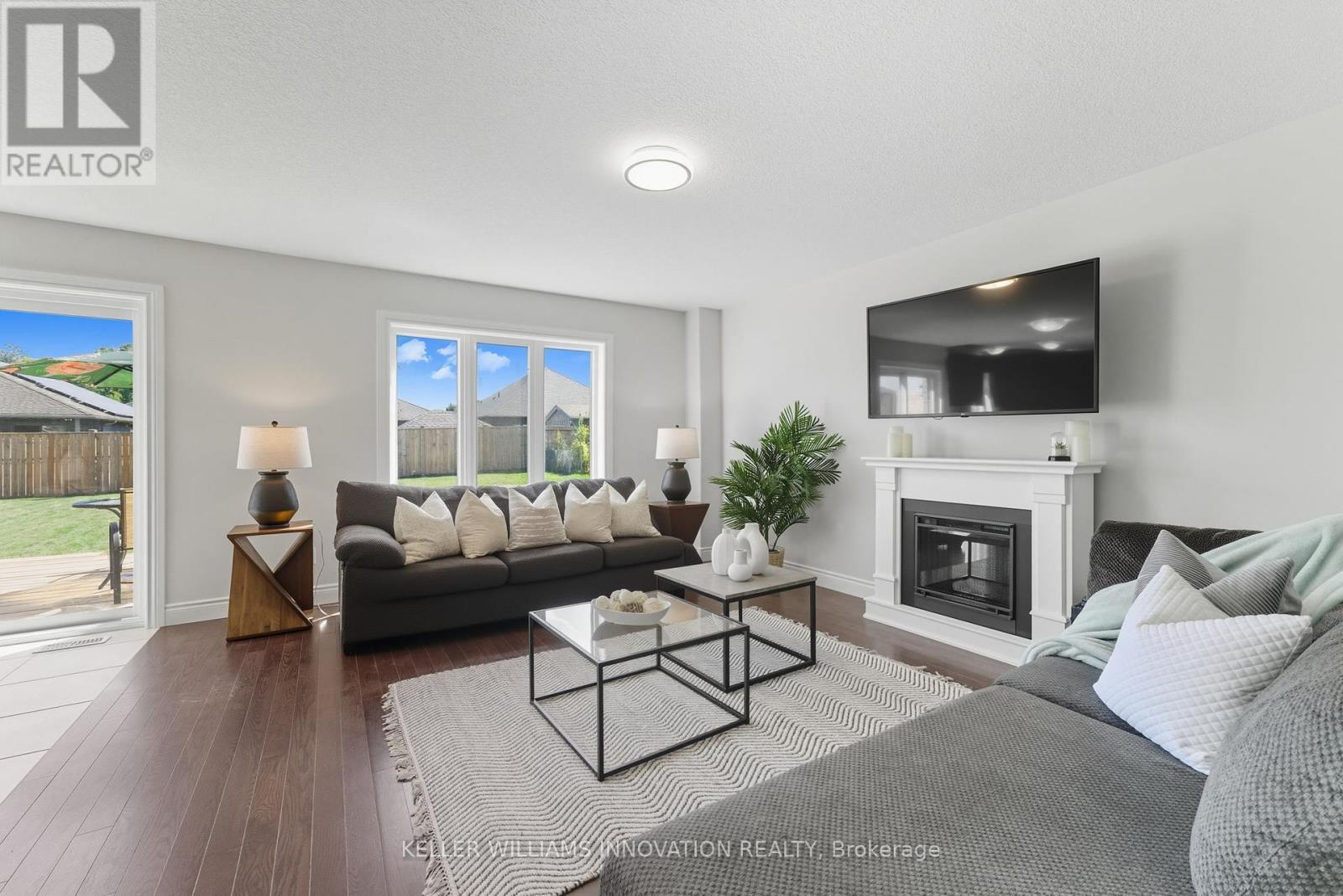 97 Forbes Crescent, North Perth, ON - Indoor Photo Showing Living Room With Fireplace