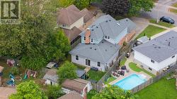 Top view of house and neighbours pool -