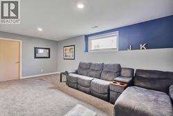 Lower level recreation/family room with access to a storage room -