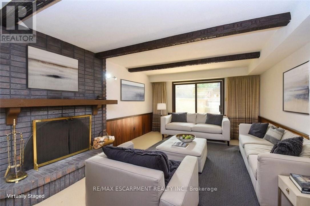 Virtually Staged - 30 Terrace Drive, Hamilton, ON - Indoor Photo Showing Living Room With Fireplace