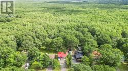 Aerial view showing forest behind property -