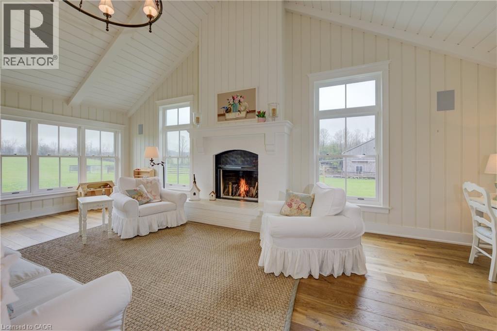 234 Concession 14 Road E, Flamborough, ON - Indoor Photo Showing Living Room With Fireplace