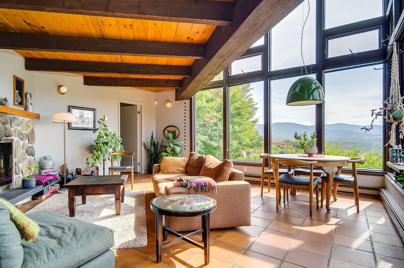 Living room - 2256 Ch. Scenic, Sutton, QC - Indoor Photo Showing Living Room With Fireplace