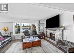 Living room & wood burning fireplace -