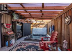 Movable TV entertainment center on the deck -