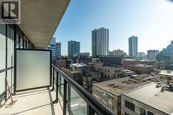 Balcony with a view of skyline -