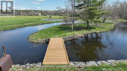 Newly constructed bridge leading to island -