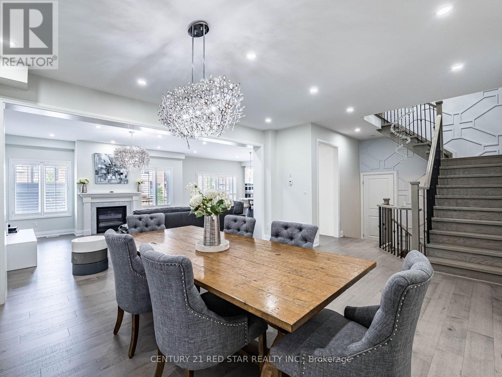 22 Rolling Rock Way, Brampton, ON - Indoor Photo Showing Dining Room With Fireplace