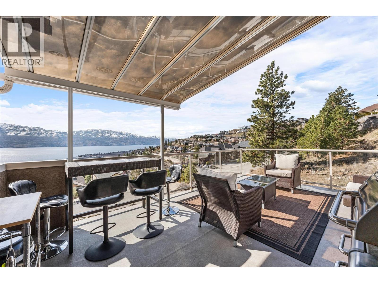 Covered Patio - 1430 Menu Road, West Kelowna, BC - Outdoor With Body Of Water With Deck Patio Veranda With View With Exterior