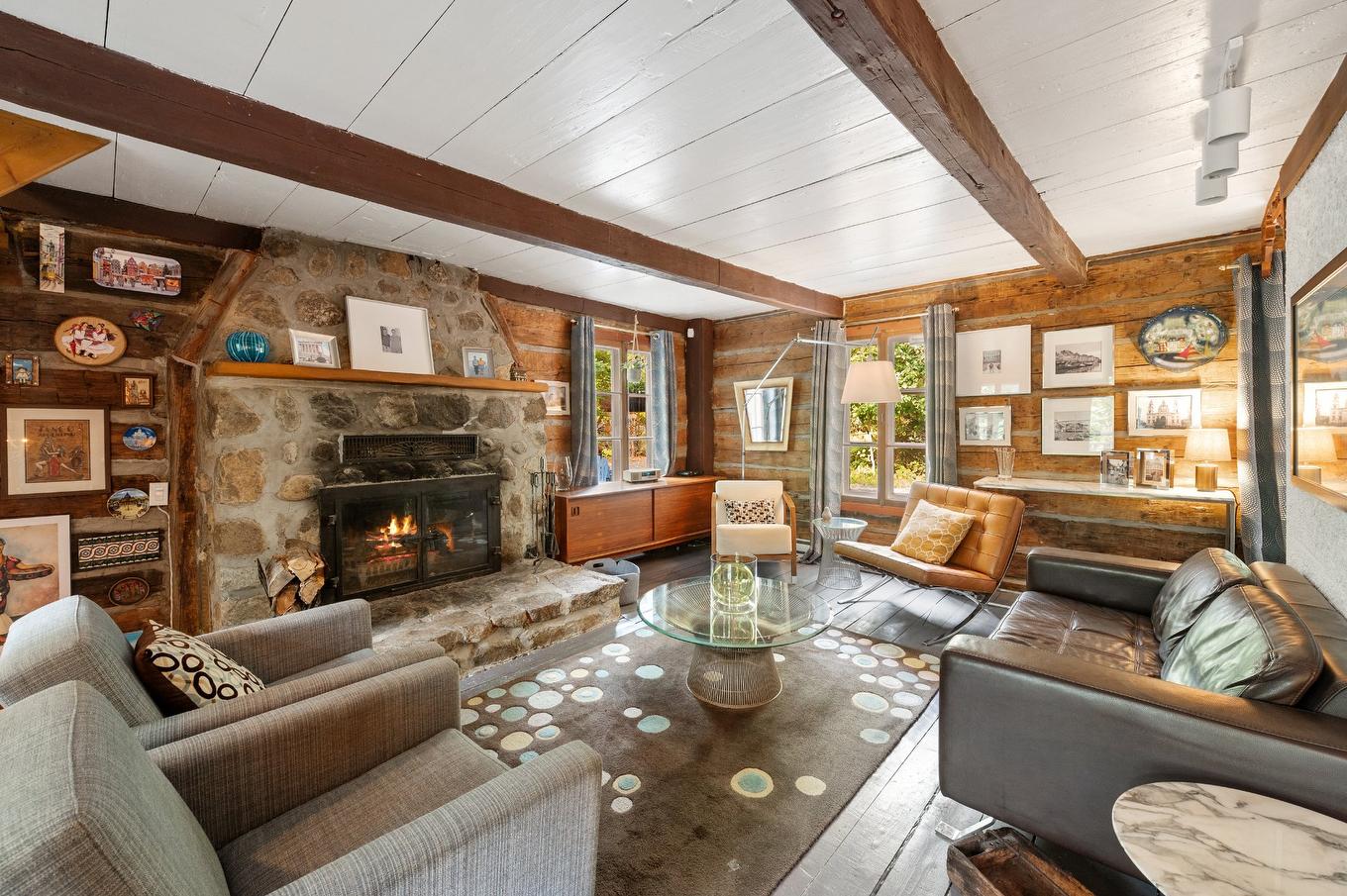 Living room - 1330 Mtée Gagnon, Val-David, QC - Indoor Photo Showing Living Room With Fireplace